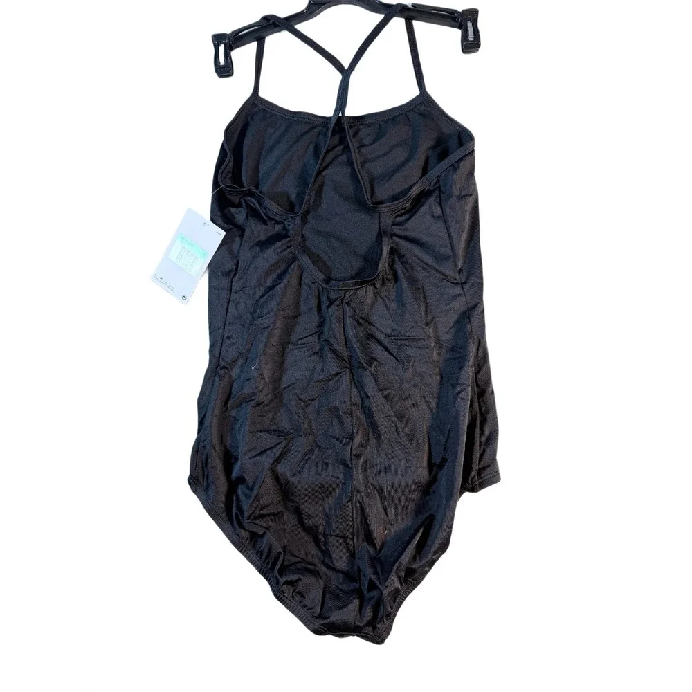 Nike Girls Solid Racerback One Piece Swimsuit Black NESS9644-001 Size‎ M 10-12Y